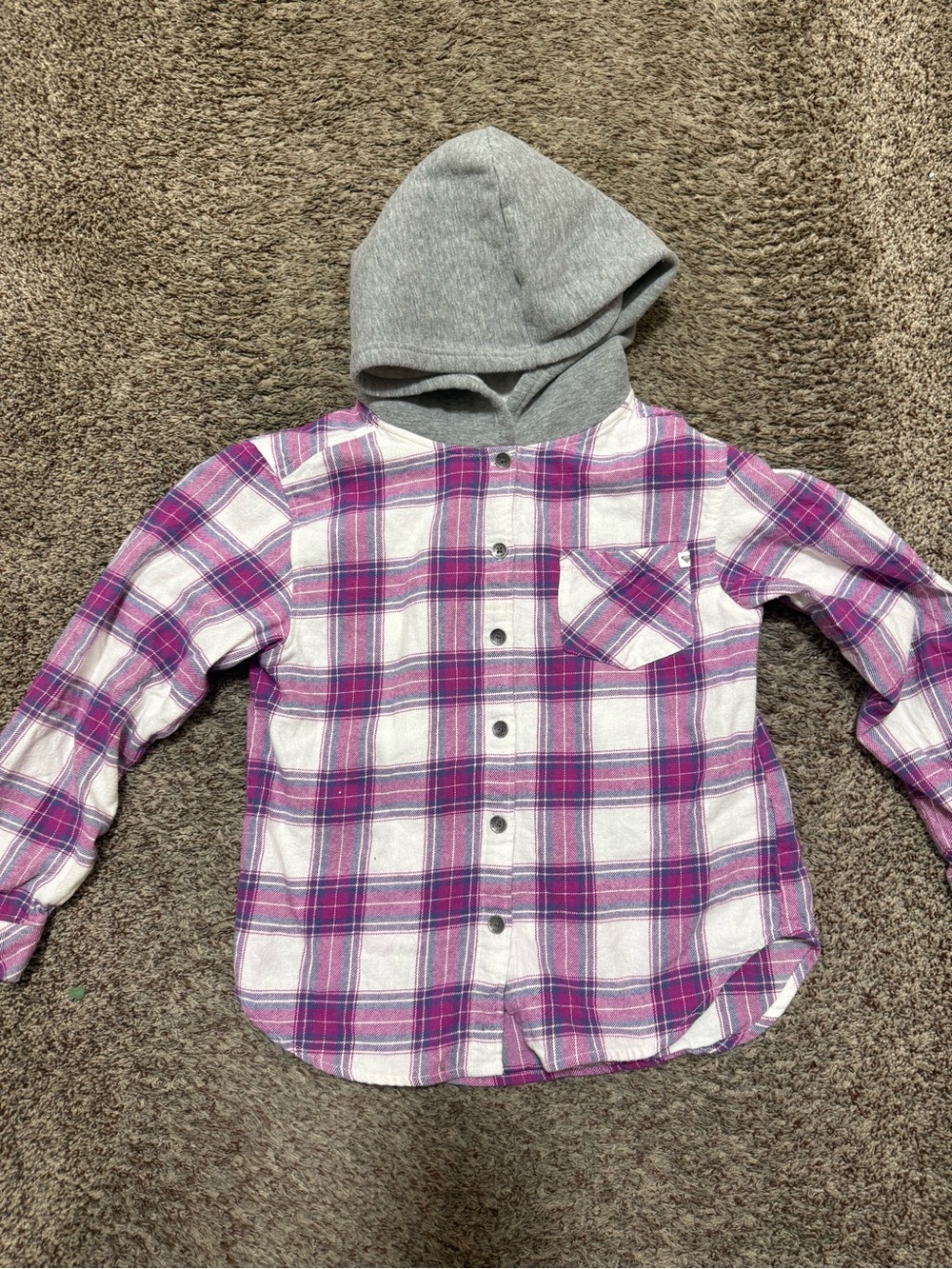ROXY Girls' Purple Plaid Hooded flannel 14/16
